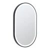 Vente-unique Miroir de salle de bain lumineux ovale anti buée avec contour noir - 60 x 90 cm - ALARICO