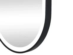 Vente-unique Miroir de salle de bain lumineux ovale anti buée avec contour noir - 60 x 90 cm - ALARICO