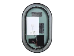 Vente-unique Miroir de salle de bain lumineux ovale anti buée avec contour noir - 60 x 90 cm - ALARICO