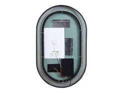 Vente-unique Miroir de salle de bain lumineux ovale anti buée avec contour noir - 60 x 90 cm - ALARICO