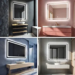Artforma Miroir de Salle de Bain LED - Bella, 120x90 cm, LED Lumineux Miroir, Blanc Froid 7000K, Interrupteur Tactile* Miroir Lumineux