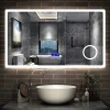 AICA Sanitaire Miroir de salle de bain led bluetooth, 140x80cm Anti-buée, 3x Loupe, 3 couleurs de lumière,