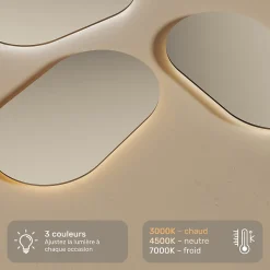 Artforma Miroir de salle de bain lumineux - - Ovale - 120x70cm - LED Dual + interrupteur tactile + anti-buée* Miroir Lumineux