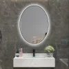 Luxury Bain Miroir de salle de bain LED 50x70cm ovale anti buée avec cadre en aluminium noir LuxuryBain* Miroir Lumineux