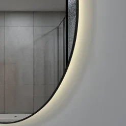 Luxury Bain Miroir de salle de bain LED 50x70cm ovale anti buée avec cadre en aluminium noir LuxuryBain* Miroir Lumineux