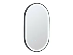 Vente-unique Miroir de salle de bain lumineux ovale anti buée avec contour noir - 50 x 80 cm - ALARICO* Miroir Simple