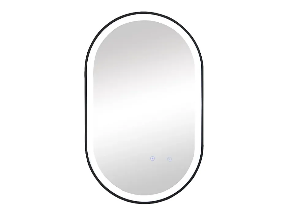 Vente-unique Miroir de salle de bain lumineux ovale anti buée avec contour noir - 50 x 80 cm - ALARICO* Miroir Simple