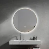 Luxury Bain Miroir de salle de bain LED 60cm rond anti buée avec cadre en aluminium doré, or LuxuryBain* Miroir Lumineux