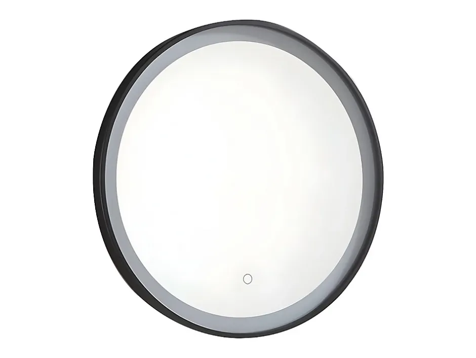 Vente-unique Miroir de salle de bain lumineux rond noir à Leds - D. 60 cm - NUMEA* Miroir Simple