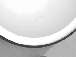 Vente-unique Miroir de salle de bain lumineux rond noir à Leds - D. 60 cm - NUMEA* Miroir Simple