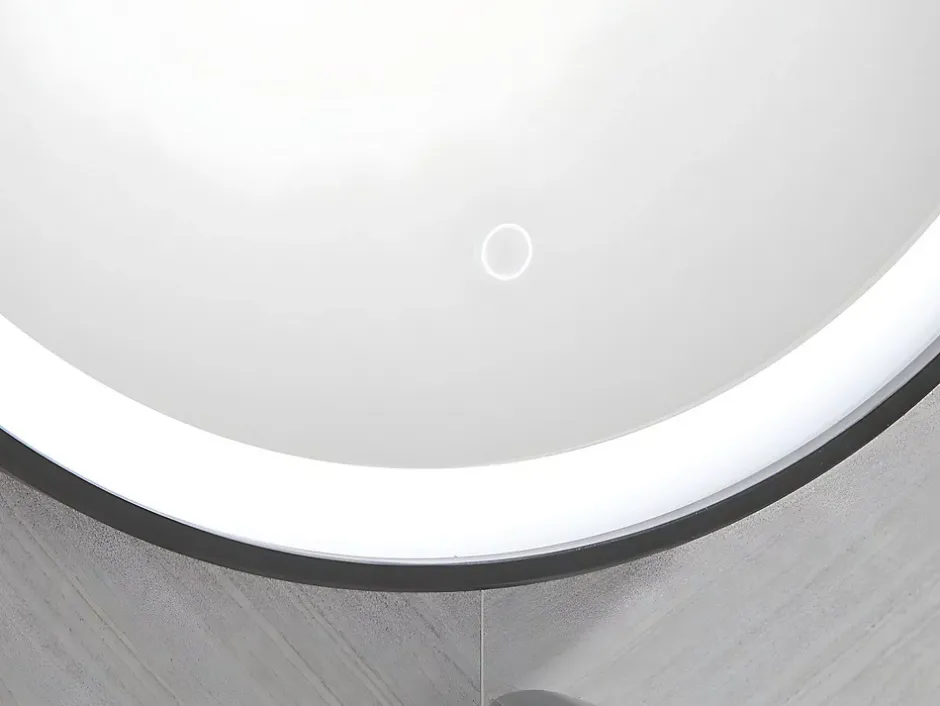 Vente-unique Miroir de salle de bain lumineux rond noir à Leds - D. 60 cm - NUMEA* Miroir Simple