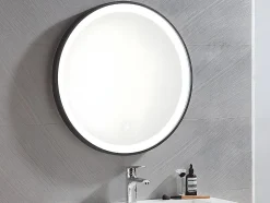 Vente-unique Miroir de salle de bain lumineux rond noir à Leds - D. 60 cm - NUMEA* Miroir Simple