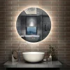 AICA Sanitaire Miroir de salle de bain LED rond 80cm avec rétro-éclairage, tricolore + anti-buée + mémoire + gradation infinie,