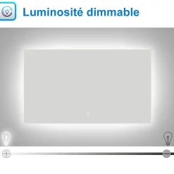 AICA Sanitaire Miroir de salle de bain LED 80x60 cm rétro-éclairé sans cadre avec anti-buée + mémoire + dimmable,* Miroir Lumineux