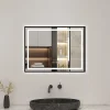 AICA Sanitaire Miroir de Salle de Bain LED Intelligent 100x80 cm - Anti-Buée, Bluetooth, Horloge, Variateur de Lumière 3C