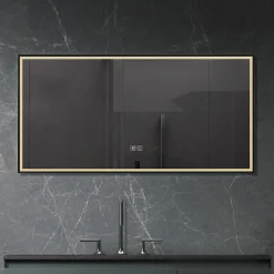 Luxury Bain Miroir de salle de bain LED 110x60cm anti buée, luminosité variable avec cadre en aluminium noir LuxuryBain* Miroir Lumineux