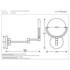Sanindusa Miroir de salle de bain mural grossissant articulé Luxe latéral face couleur noir