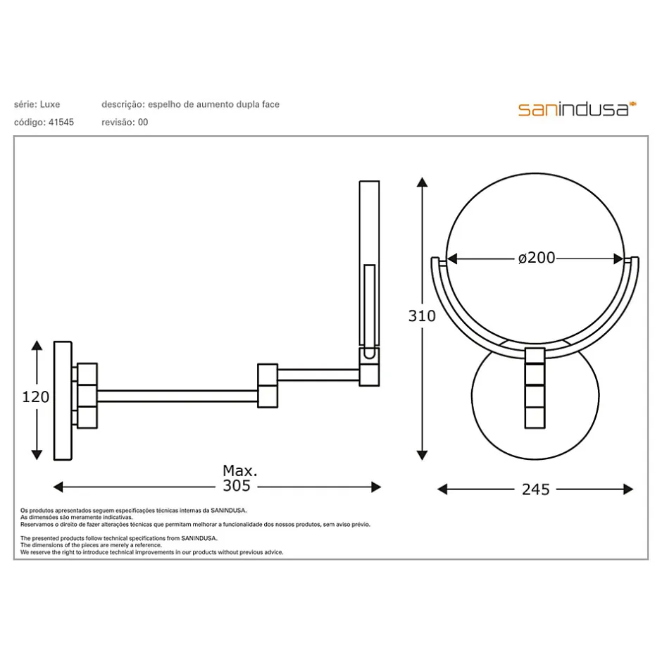 Sanindusa Miroir de salle de bain mural grossissant articulé Luxe latéral face couleur noir