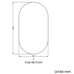 AICA Sanitaire Miroir de salle de bain ovale sans cadre 45x80 cm,