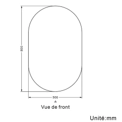AICA Sanitaire Miroir de salle de bain ovale sans cadre 50x80 cm,* Miroir Simple