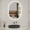 AICA Sanitaire Miroir de salle de bain ovale 60x100 cm, anti-buée + mémoire + dimmable,* Miroir Lumineux