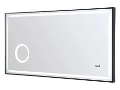Vente-unique Miroir de salle de bain rectangulaire lumineux avec horloge digitale - Noir - 120 x 60 cm - AITANA* Miroir Simple