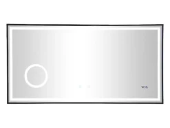 Vente-unique Miroir de salle de bain rectangulaire lumineux avec horloge digitale - Noir - 120 x 60 cm - AITANA* Miroir Simple