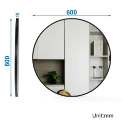 AICA Sanitaire Miroir de salle de bain rond 50cm noir mat encadré,* Miroir Simple
