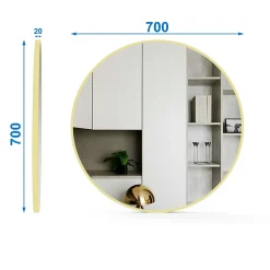AICA Sanitaire Miroir de salle de bain rond 70cm cadre doré mat,* Miroir Simple