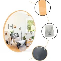 AICA Sanitaire Miroir de salle de bain rond 70cm cadre doré mat,* Miroir Simple
