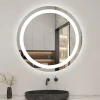 AICA Sanitaire Miroir de salle de bain rond led 60 cm, anti buée Lumière blanche froid 6000K tactile mural,