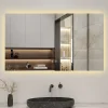 AICA Sanitaire Miroir de salle de bain rétro-éclairé sans cadre 90x70cm, Tricolore + Anti-buée + Mémoire + Dimmable,