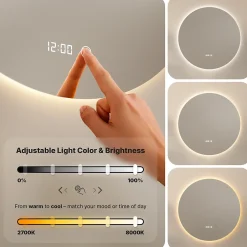 Mirlux Miroir de salle de bain rond éclairé par LED 100 cm, antibuée, sans cadre* Miroir Grossissant Lumineux