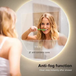 Mirlux Miroir de salle de bain rond éclairé par LED 100 cm, antibuée, sans cadre* Miroir Grossissant Lumineux