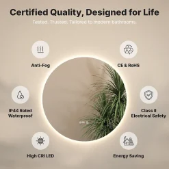 Mirlux Miroir de salle de bain rond éclairé par LED 100 cm, antibuée, sans cadre* Miroir Grossissant Lumineux