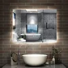 AICA Sanitaire Miroir de salle de bain rétro-éclairé sans cadre 90x70cm, Tricolore + Anti-buée + Mémoire + Dimmable,