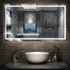AICA Sanitaire Miroir de salle de bain 140x80cm Tri-color anti-buée LED avec mémoire et lumière gradation,* Miroir Lumineux