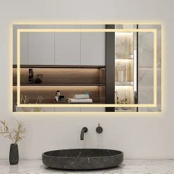 AICA Sanitaire Miroir de salle de bain 120x70cm Tri-color anti-buée LED avec mémoire et lumière gradation,