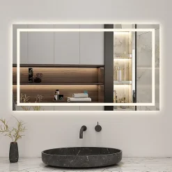 AICA Sanitaire Miroir de salle de bain 120x70cm Tri-color anti-buée LED avec mémoire et lumière gradation,