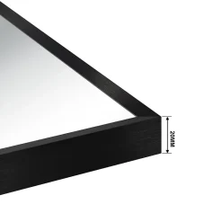AICA Sanitaire Miroir de salle de bain 80x60cm Cadre carré miroir noir mat suspendu horizontalement et verticalement,