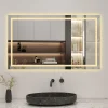 AICA Sanitaire Miroir de salle de bain 80x60cm Tri-color anti-buée LED avec mémoire et lumière gradation,