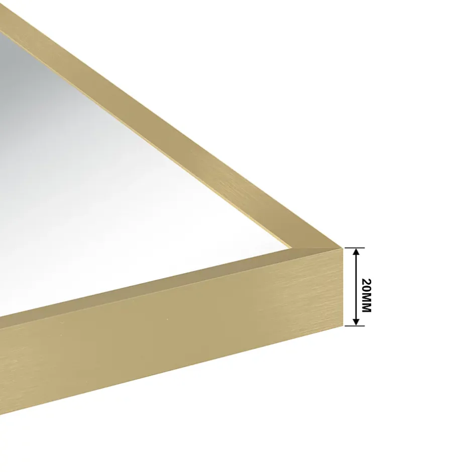 AICA Sanitaire Miroir de salle de bain 80x60cm Cadre carré miroir or mat suspendu, horizontalement et verticalement,