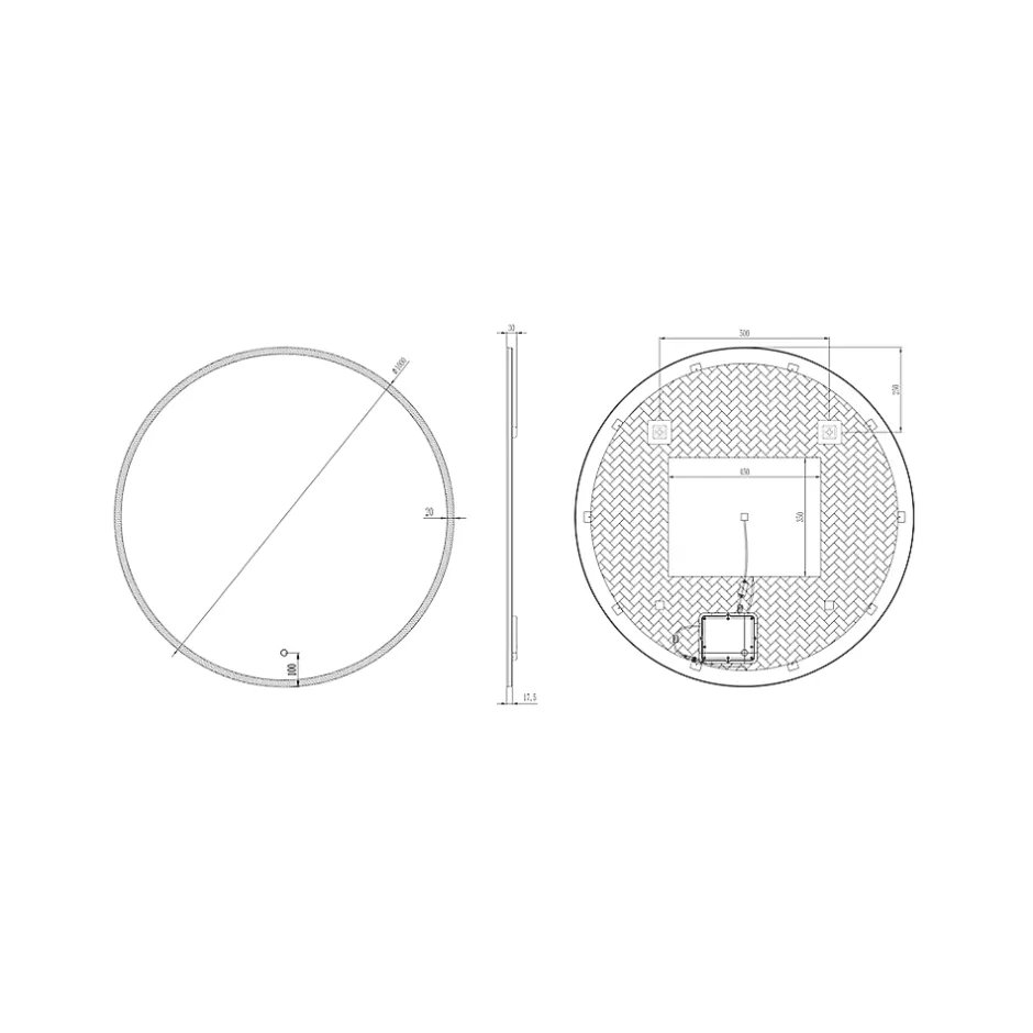 MPGlass Miroir de salle de bains lumineux LED rond Ø100 cm, argenté, Bishop