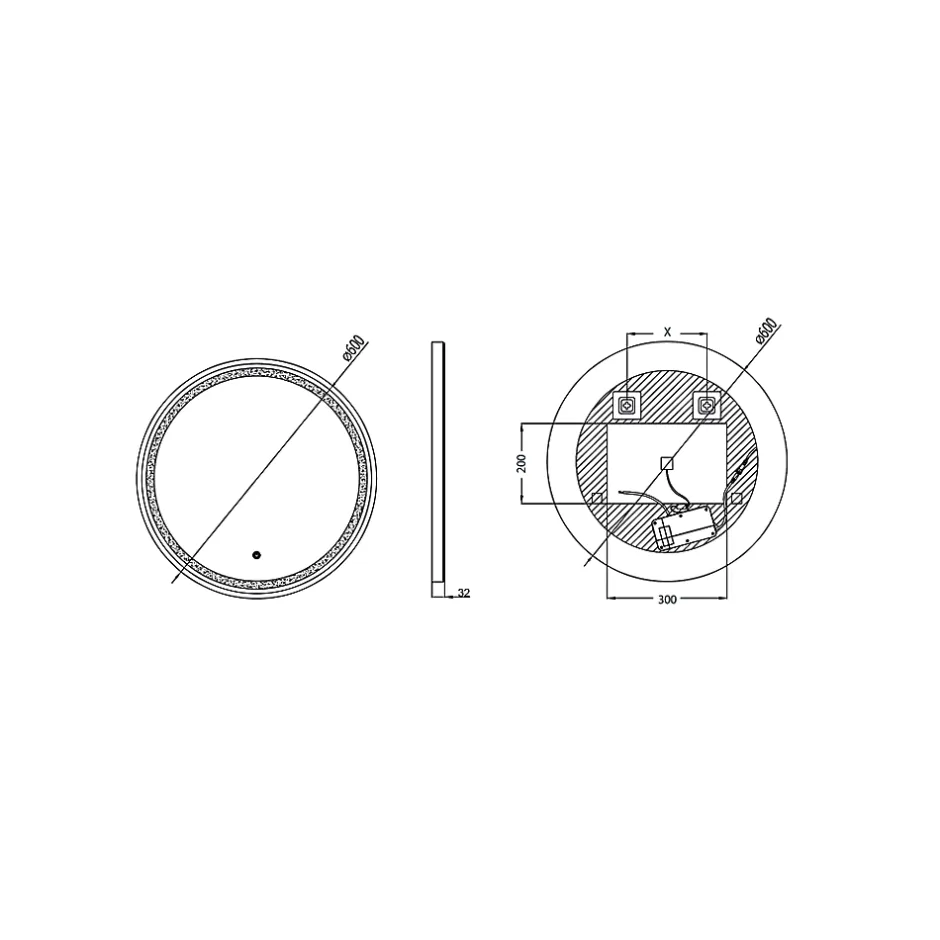 MPGlass Miroir de salle de bains lumineux LED noir rond Ø 60 cm, Naos