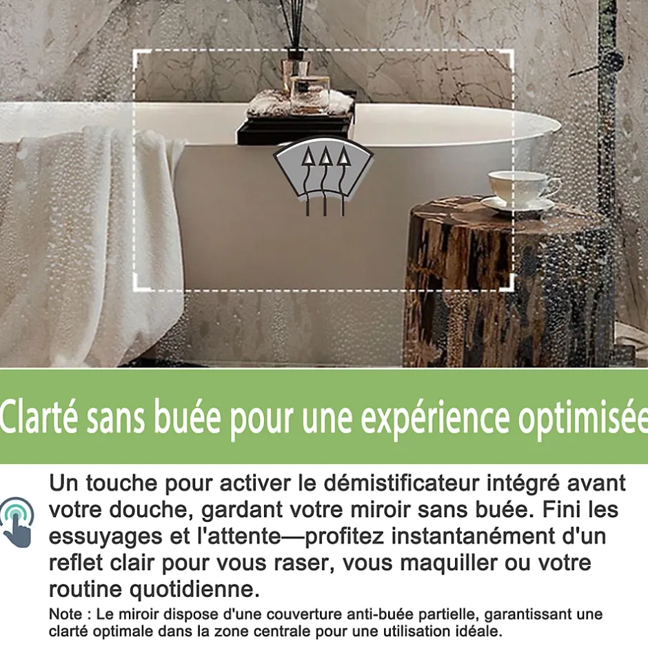 Mon Beau bain Miroir de salle de bains rond 80x80 cm - Anti-Buée , Mémoire, LED,Miroir lumineux de salle de bains* Miroir Lumineux