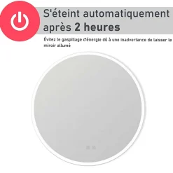Mon Beau bain Miroir de salle de bains rond 80x80 cm - Anti-Buée , Mémoire, LED,Miroir lumineux de salle de bains* Miroir Lumineux