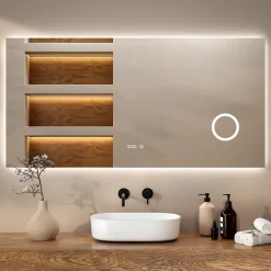 Mirlux Miroir de salle de bains lumineux LED rectangulaire 160x80cm, Sans cadre, antibuée