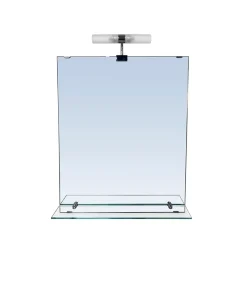 Miroir de salle de bains lumineux LED avec étagère en verre l.50 x H.60 cm, GoodHome Clarach