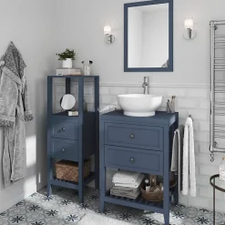 GoodHome Miroir de salle de bains bleu mat l.70 x L.50 x ép.1,6 cm, Perma* Miroir Simple