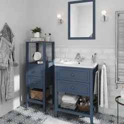 GoodHome Miroir de salle de bains bleu mat l.70 x L.50 x ép.1,6 cm, Perma* Miroir Simple